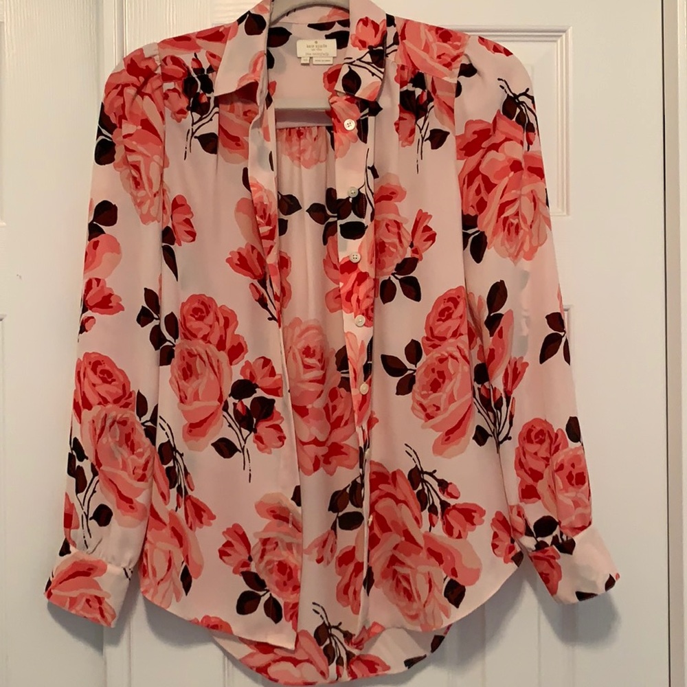 Kate Spade floral blouse, sz XS